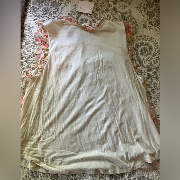 Lauren Conrad Floral Blouse Mixed Media Shell XXL - Picture 4 of 4